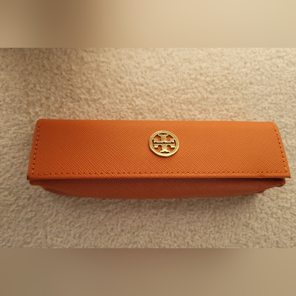 Tory Burch Orange Sunglasses Case with Gold Logo